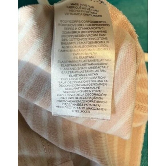 Lauren Ralph Lauren Beige & White Striped Normcore Minimalist SS Tee Sz M - Picture 3 of 7